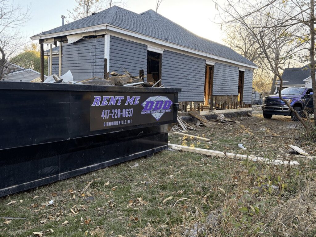 Roll-off dumpster rental at a home in the Springfield, MO area